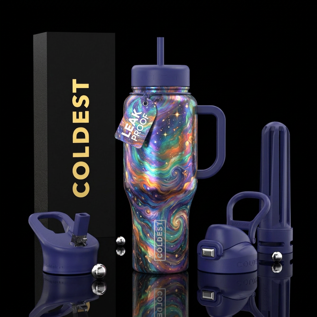 irridescent, european nova inspired, painting, lux... water bottle design