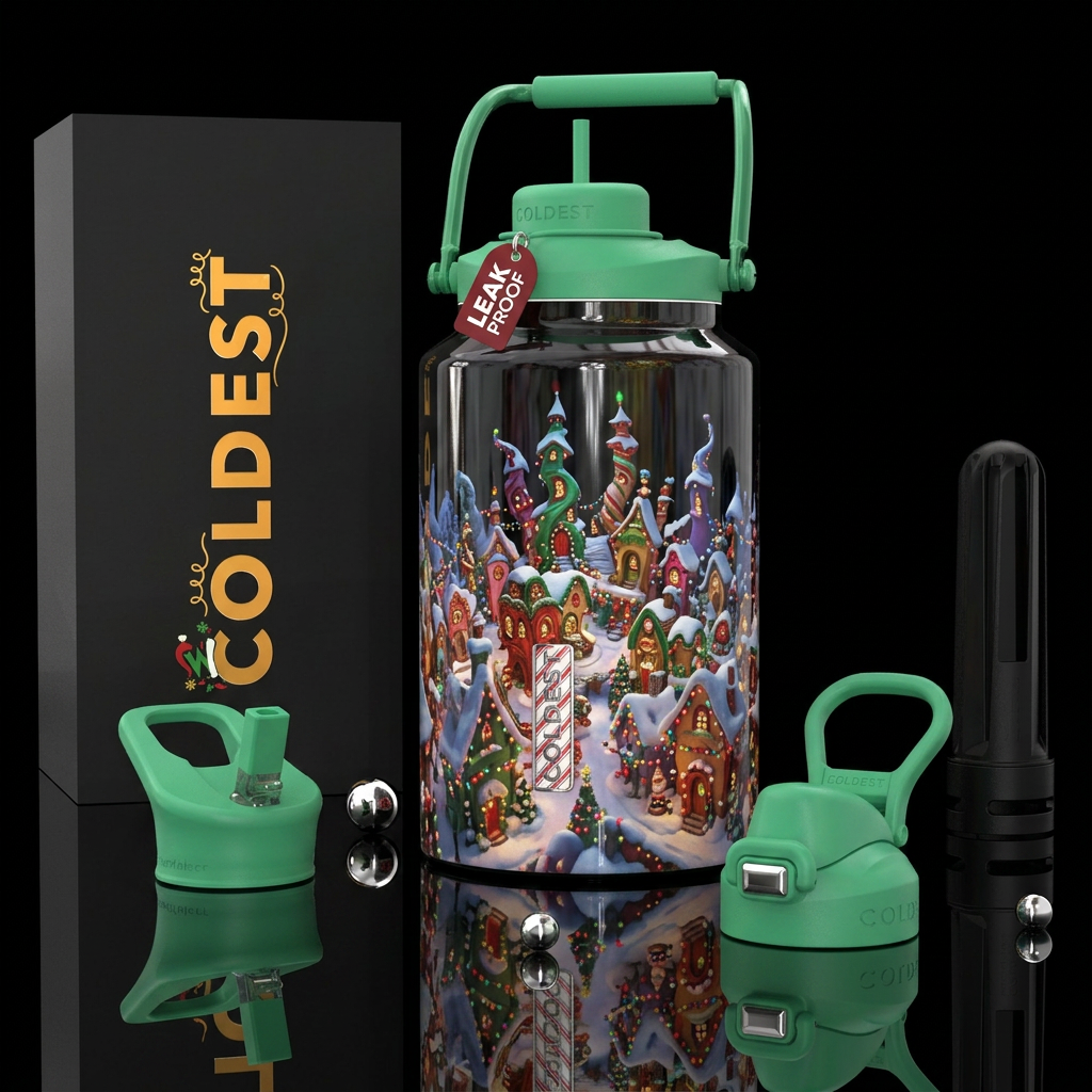 Whoville christmas inspired water bottle design