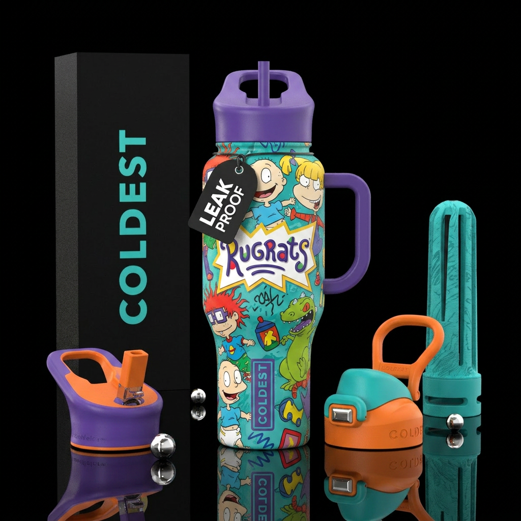 Rugrats inspired,cartoon, cute, funny, vibrant, st... water bottle design