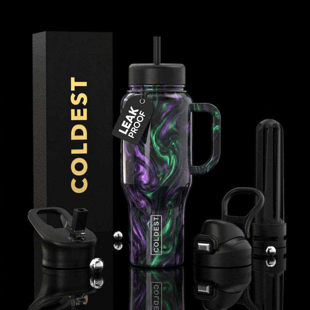 Witches potion metallic black and opalescent green... water bottle design