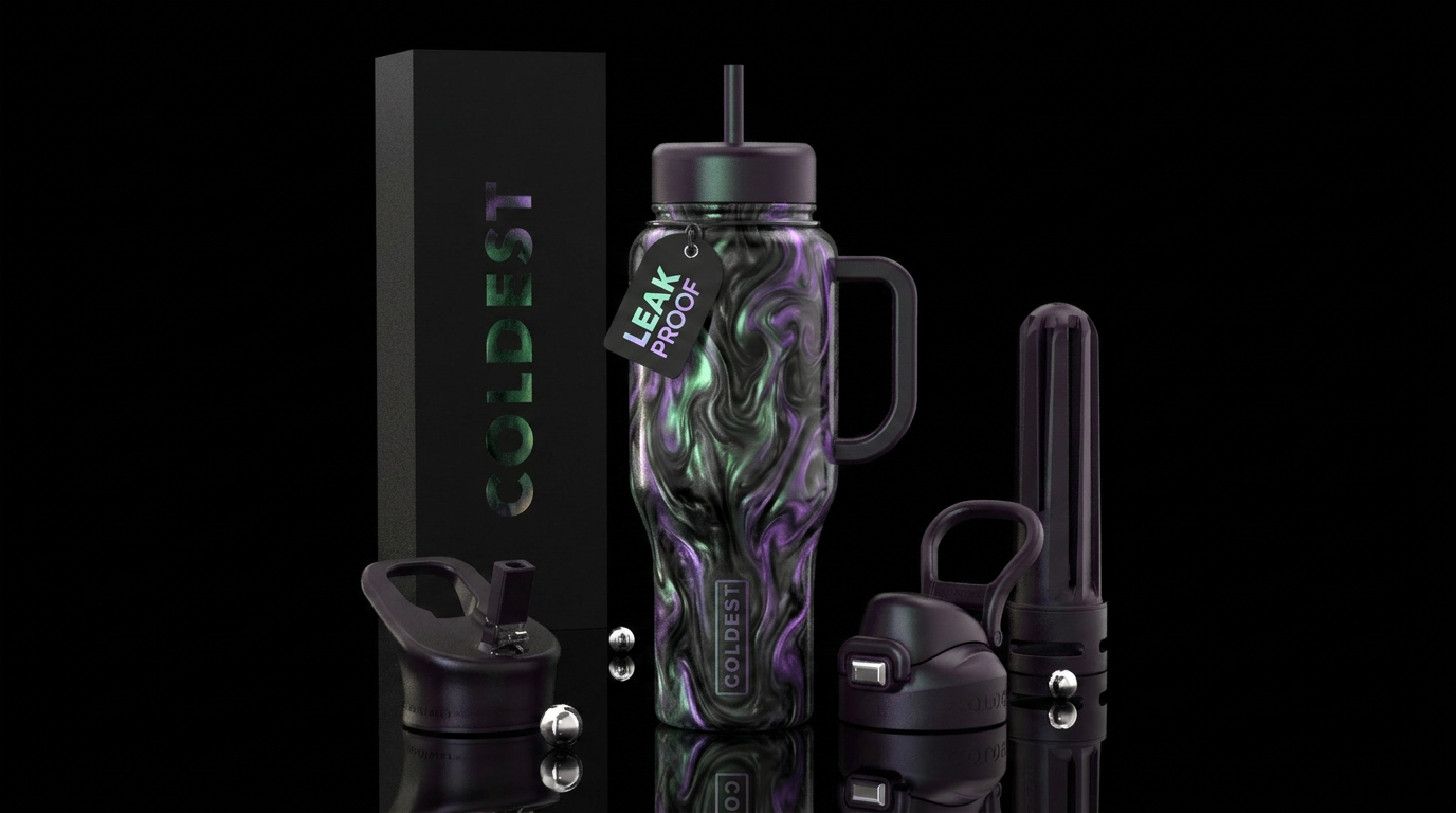 Witches potion metallic black and opalescent green... water bottle design