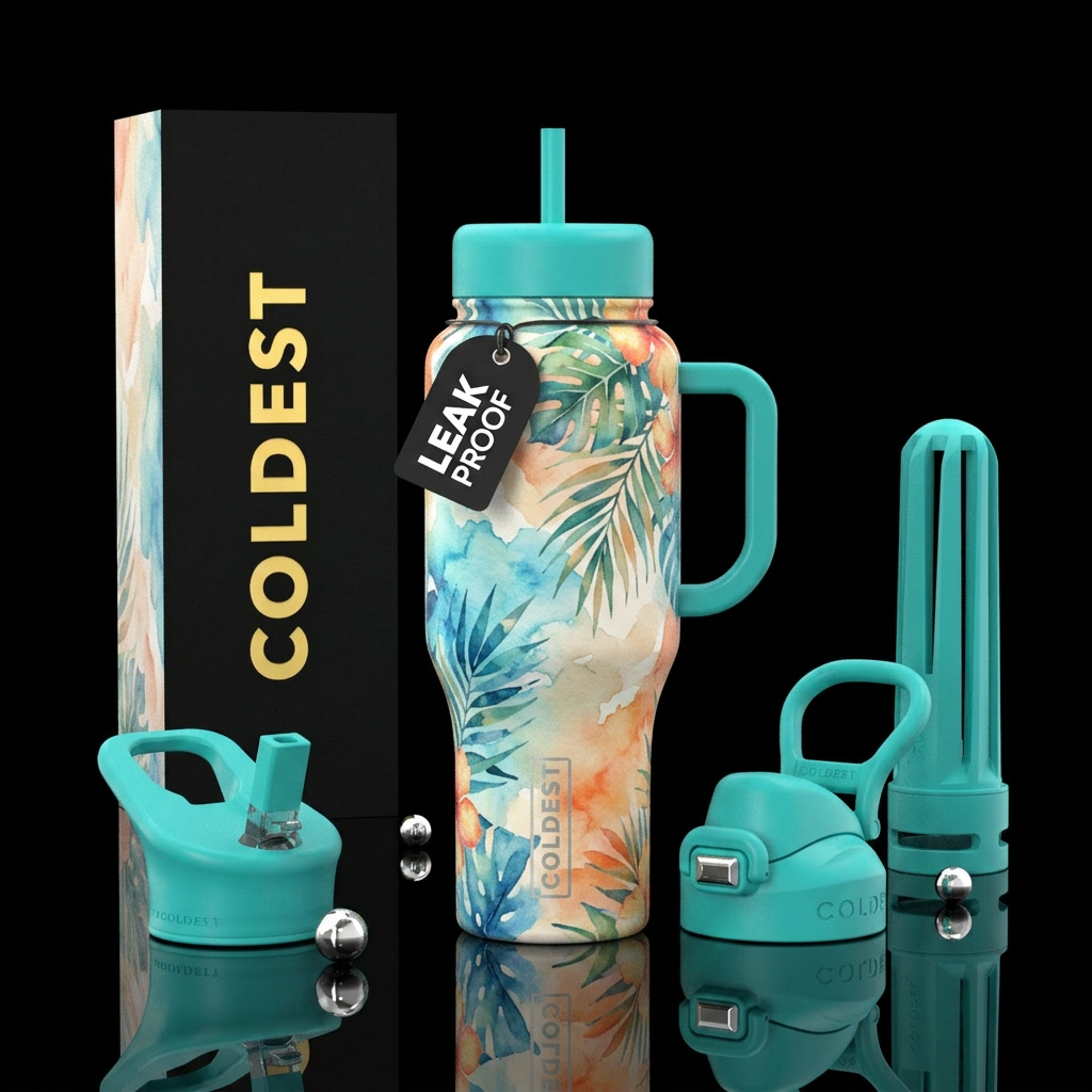 Hammock inspired, happy mood, luxurious, vibrant, ... water bottle design