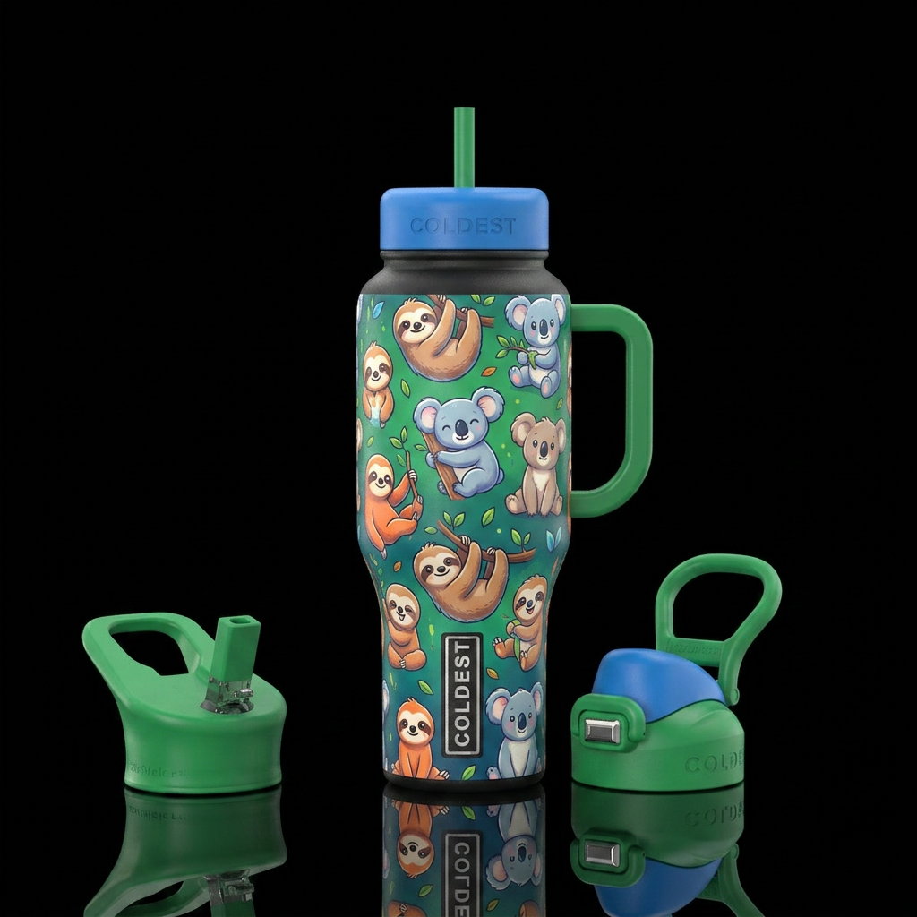 Playful Baby sloths and koala babies cute funny, m... water bottle design