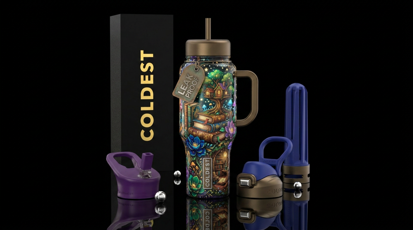 Book lovers dream, artistic, luxurious, whimsical,... water bottle design