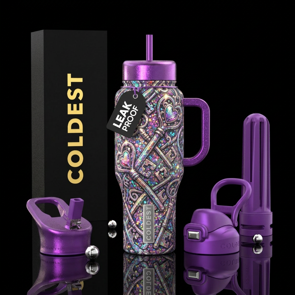 Keys to my heart, vibrant, beautiul, modern, magic... water bottle design