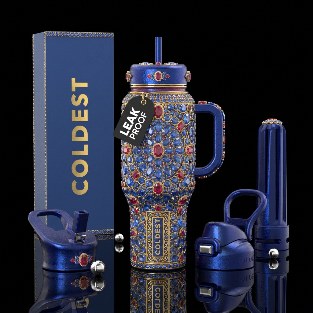 Enchanted sapphire and rubies inspired, beautiul, ... water bottle design
