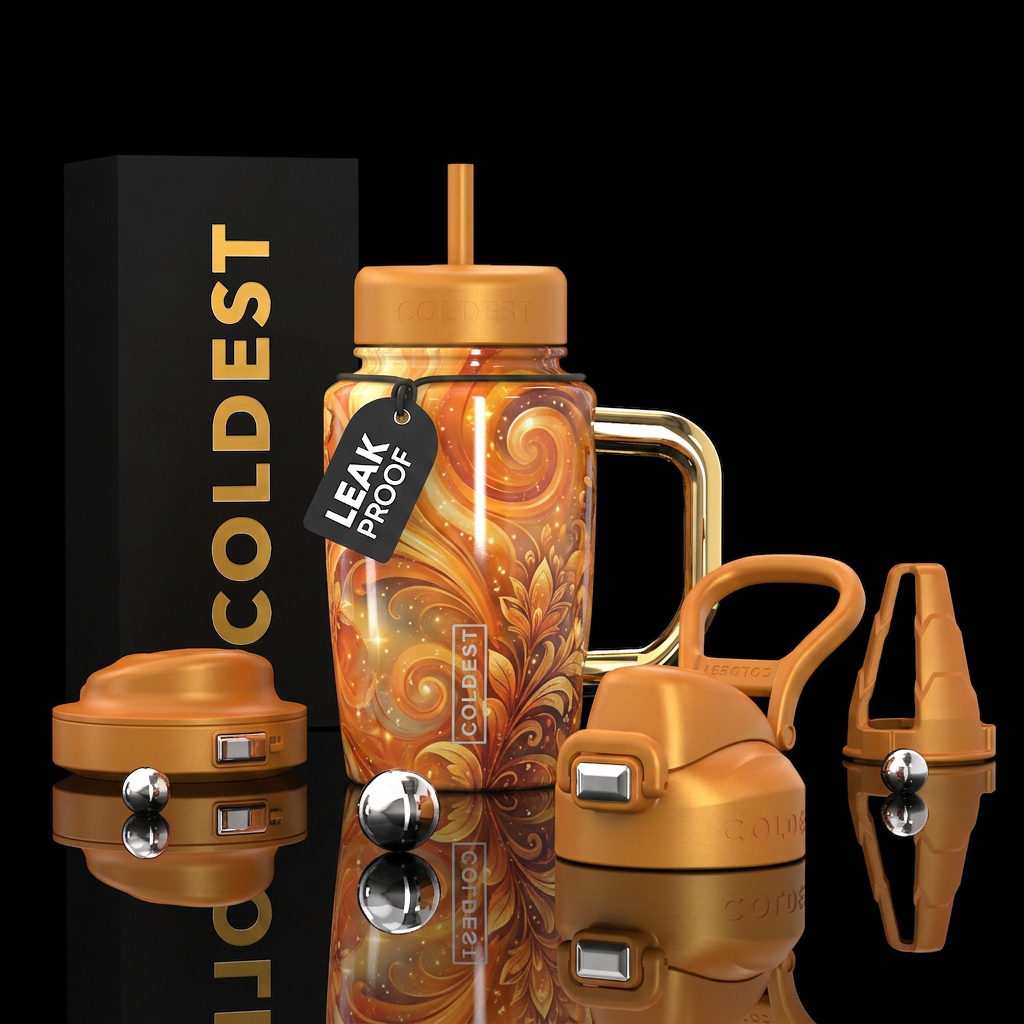 Enchanted Topaz, shiny, modern, vibrant, luxurious... water bottle design