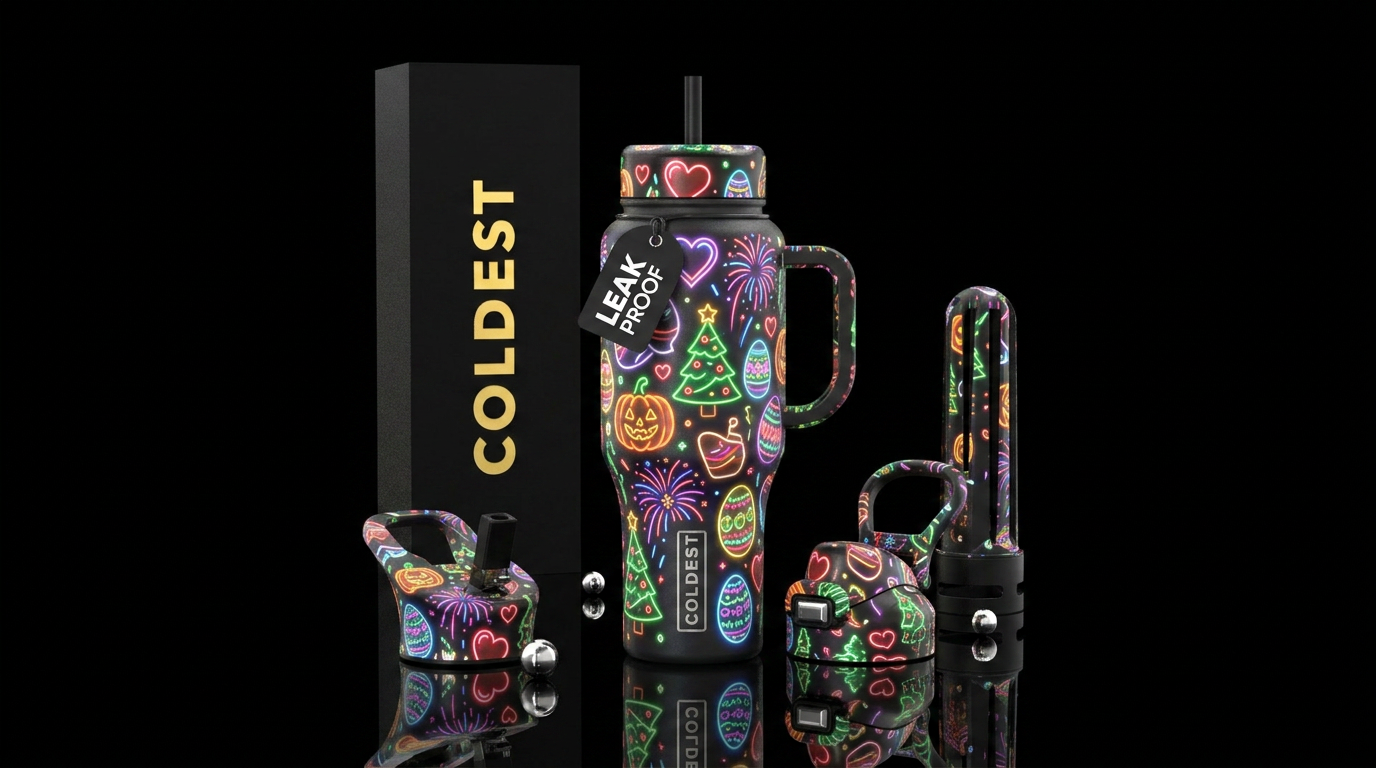 Holiday Mashup, modern, luxurious, artistic, styli... water bottle design