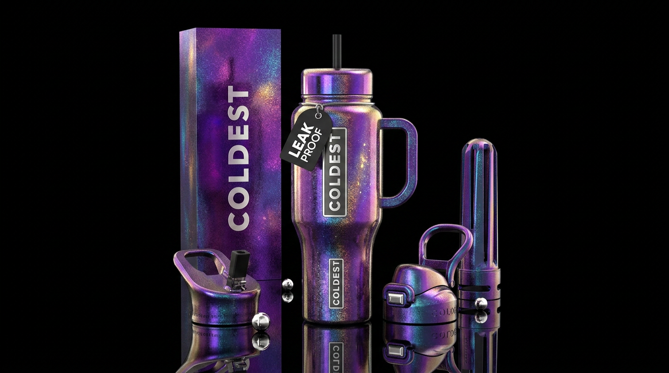 Purple Unicorn Nova reflections inspired, shiny, b... water bottle design