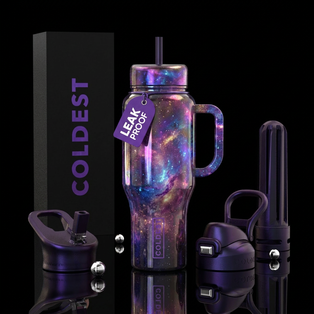 Purple Unicorn Nova reflections inspired, shiny, b... water bottle design