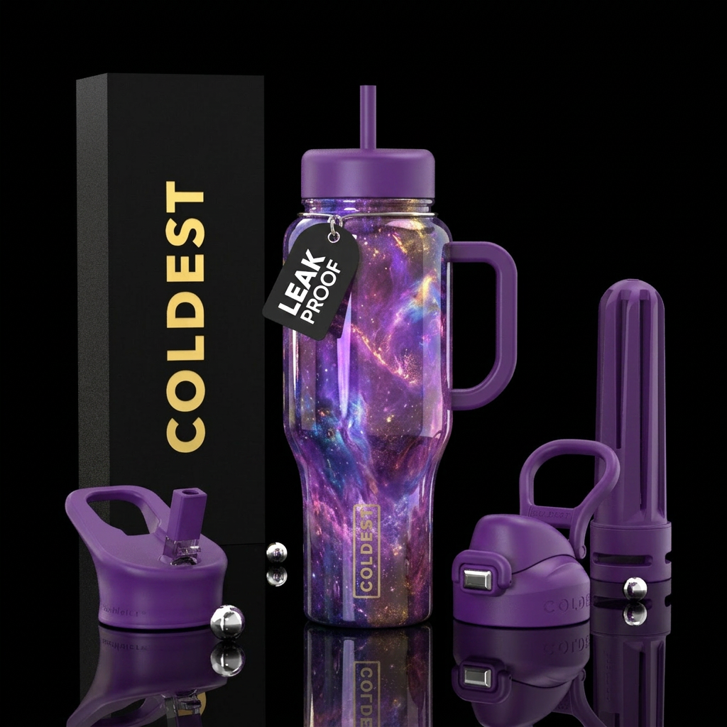 Purple Unicorn Nova reflections inspired, shiny, b... water bottle design
