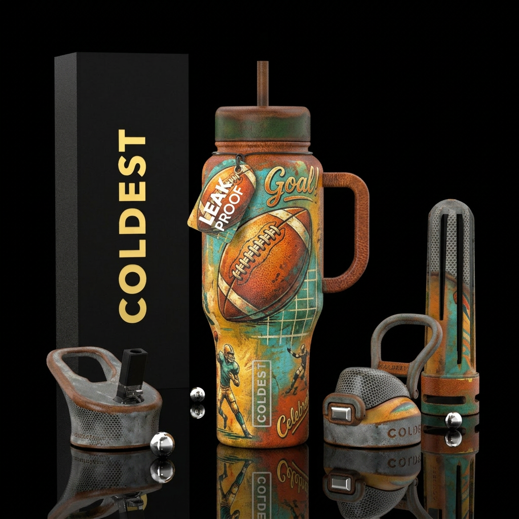I dream of football inspired, modern, stylistic, r... water bottle design