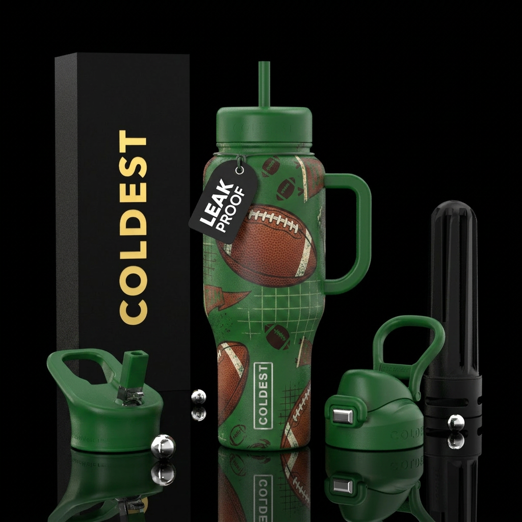 I dream of football inspired, modern, stylistic, r... water bottle design