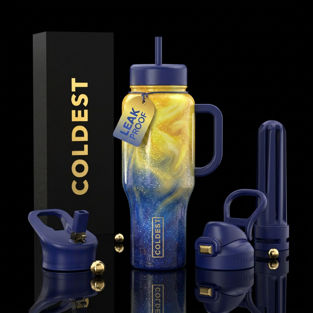Blueberry lemonade colored inspired ombred, sparkl... water bottle design
