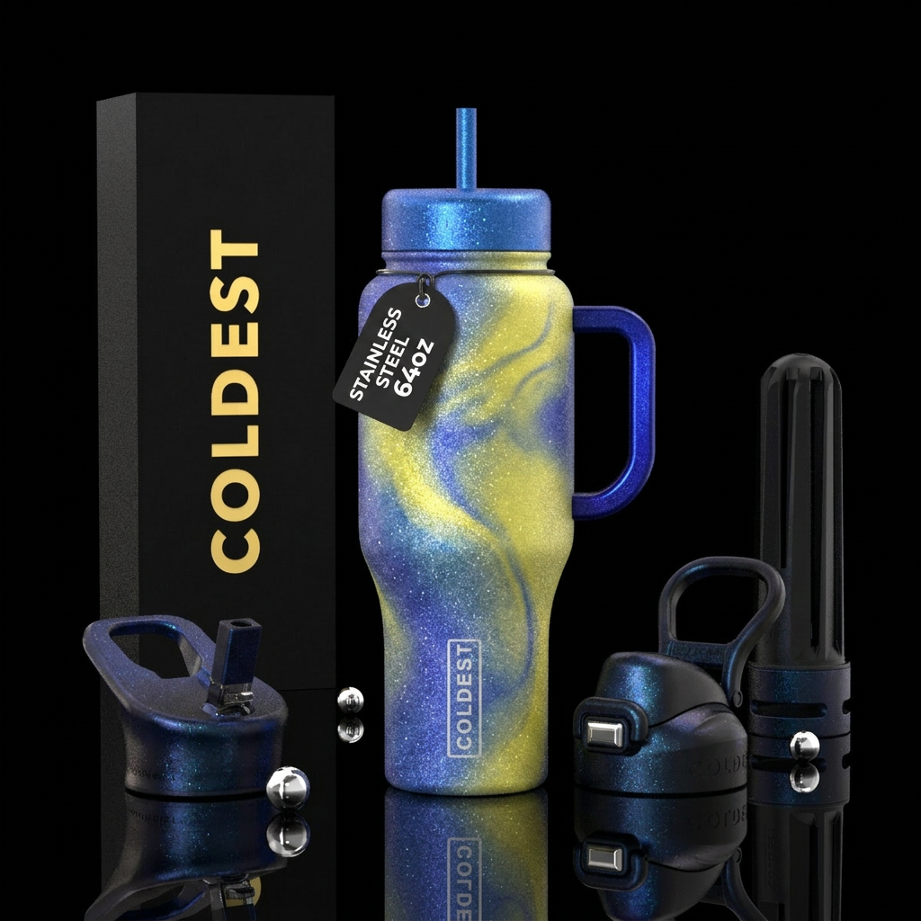 Blueberry lemonade colored inspired ombred, sparkl... water bottle design