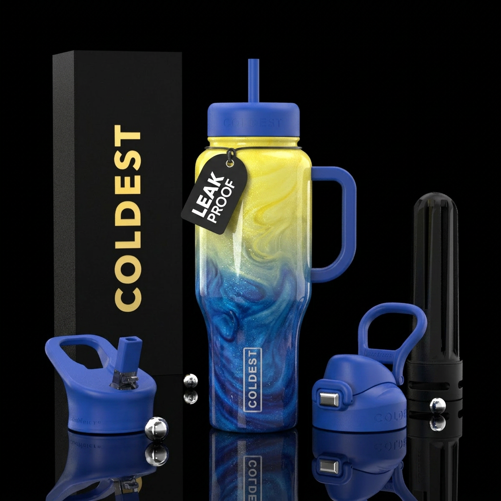 Blueberry lemonade colored inspired ombred, sparkl... water bottle design