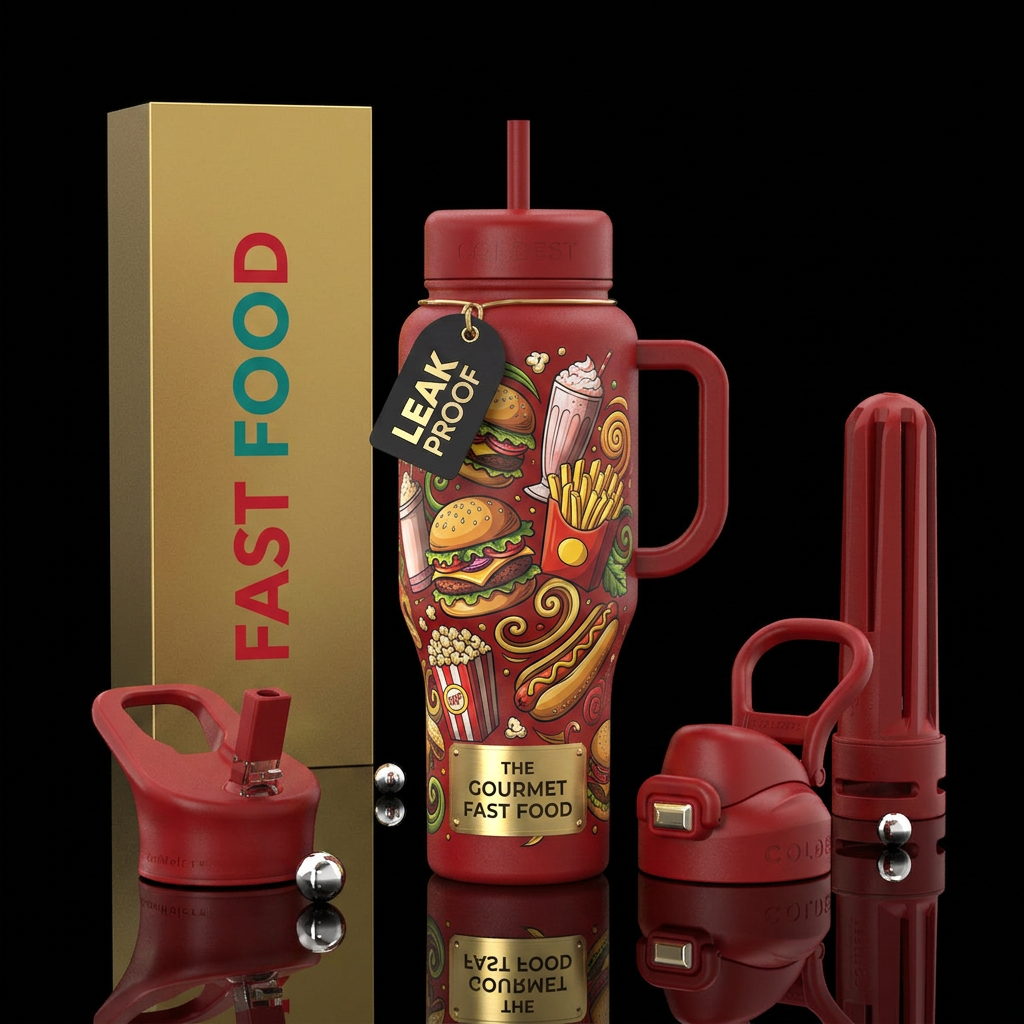 For the love of fast food, vibrant, beautiul, mode... water bottle design