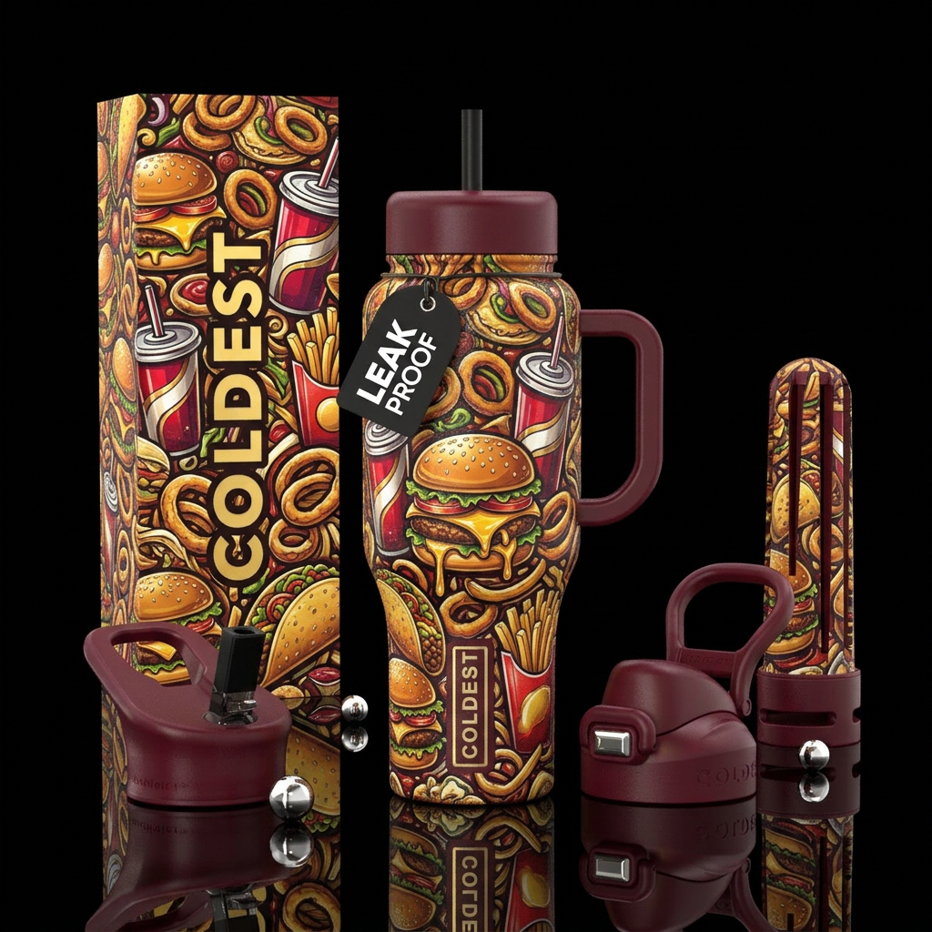 For the love of fast food, vibrant, beautiul, mode... water bottle design