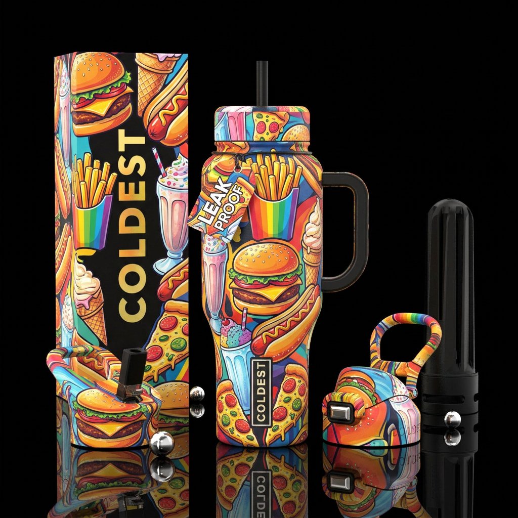 For the love of fast food, vibrant, beautiul, mode... water bottle design