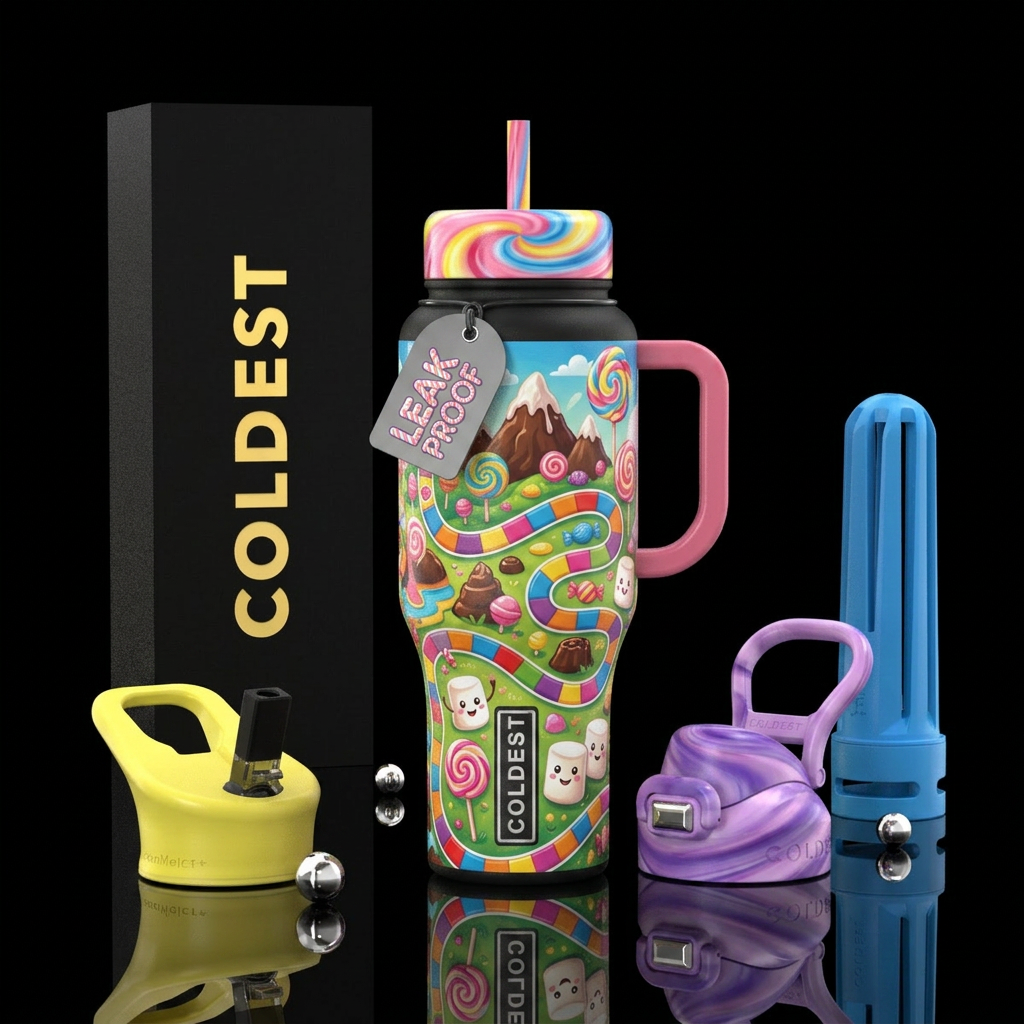 Boardgame Candyland inbued, vibrant, magical, beau... water bottle design
