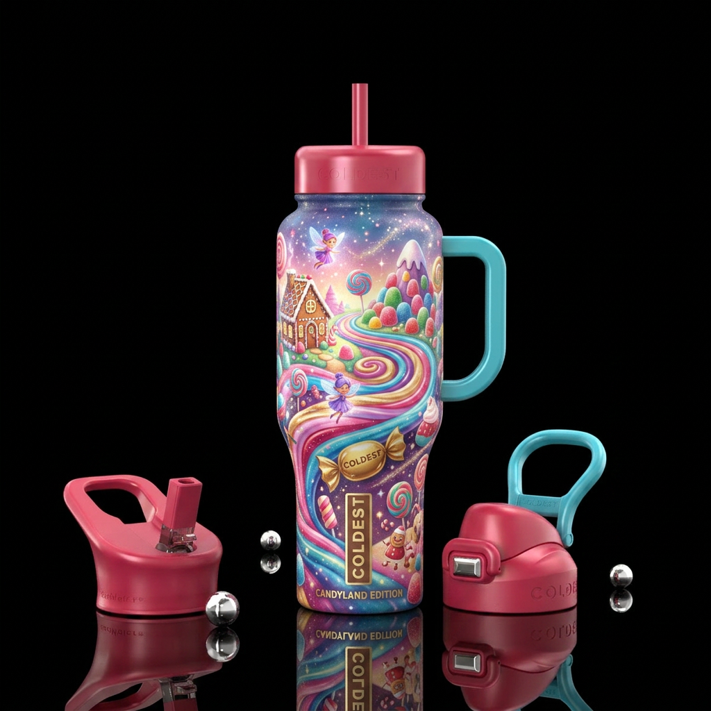 Boardgame Candyland inbued, vibrant, magical, beau... water bottle design