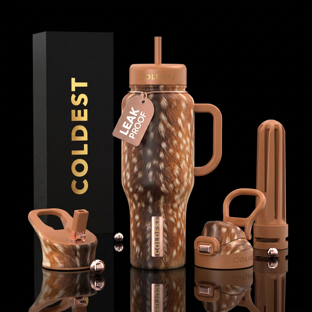 The fawn inspired, realism, fantasy, beautiul, vib... water bottle design