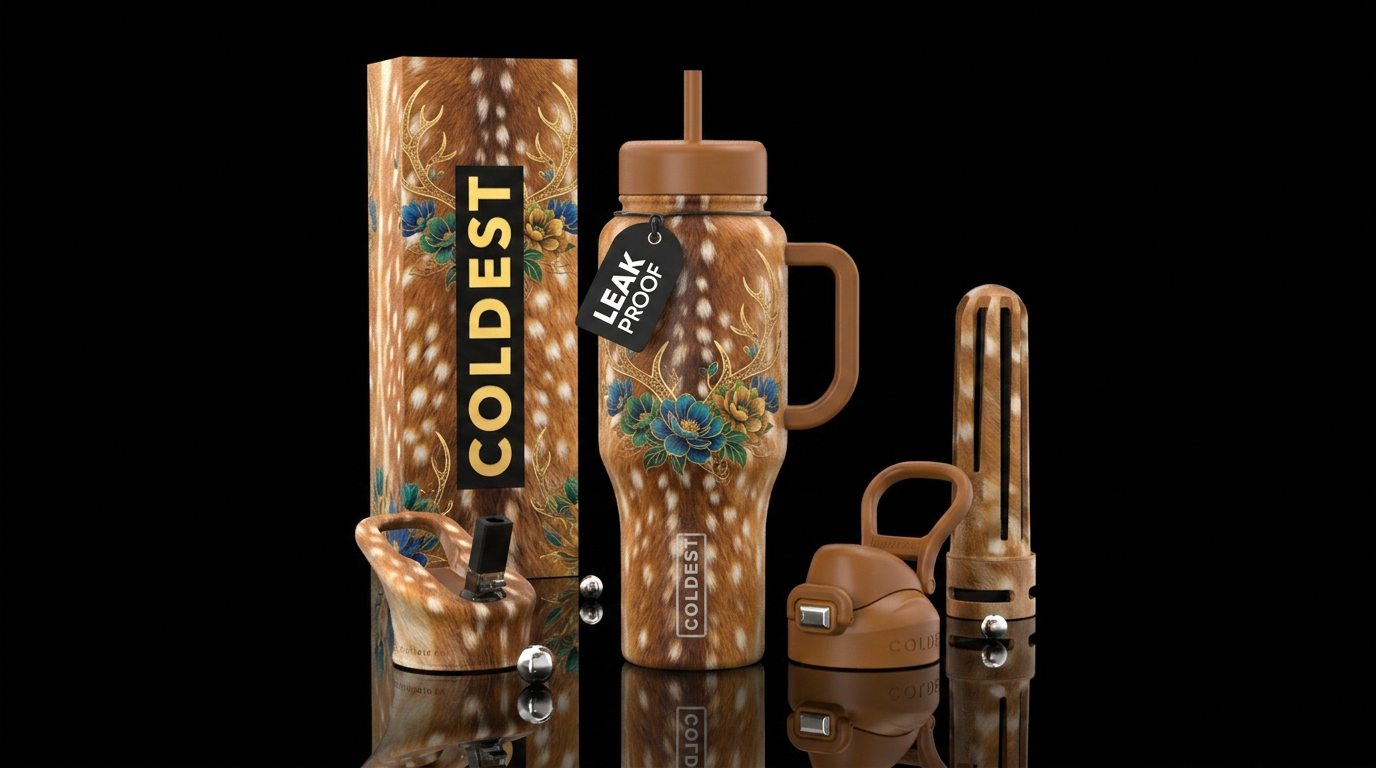 The fawn inspired, realism, fantasy, beautiul, vib... water bottle design