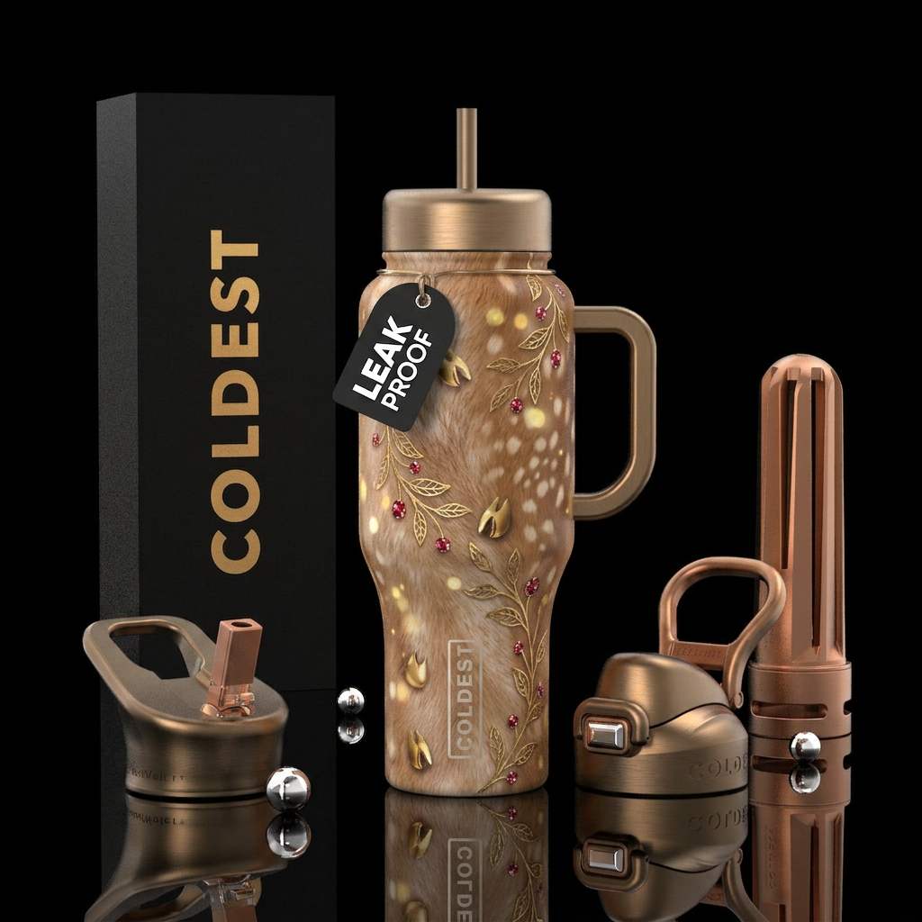 The fawn inspired, realism, fantasy, beautiul, vib... water bottle design