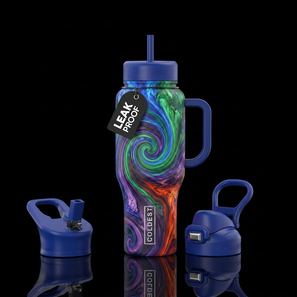 luxurious, dip dye, vibrant, modern, inbued, swirl... water bottle design