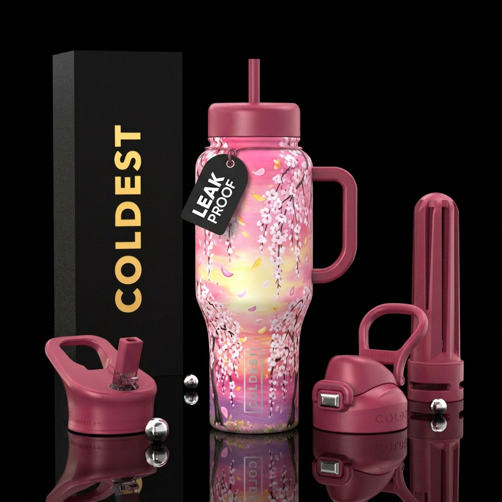 Snow fountains weeping cherry tree in full bloom f... water bottle design