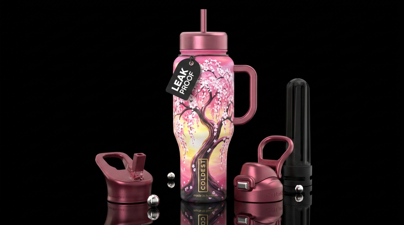 Snow fountains weeping cherry tree in full bloom f... water bottle design