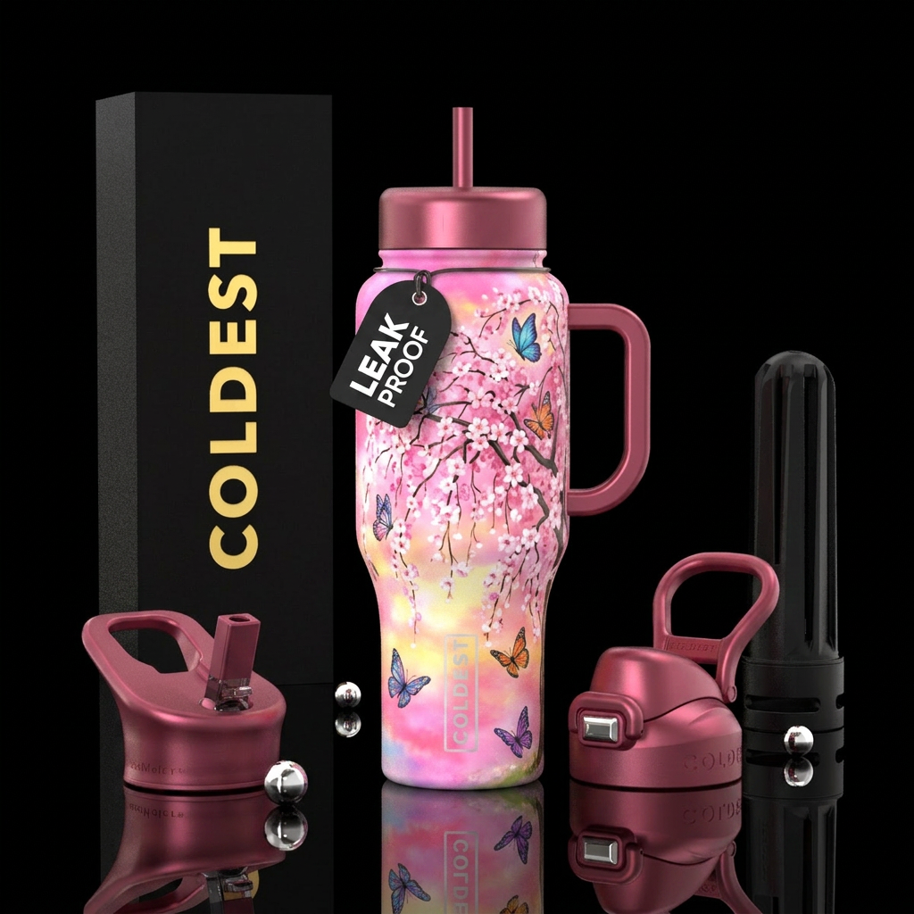 Snow fountains weeping cherry tree in full bloom f... water bottle design