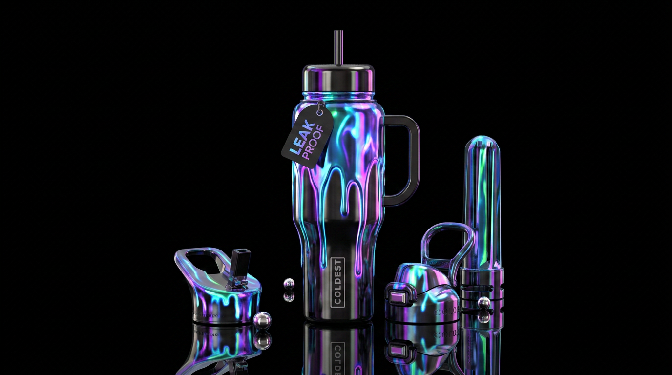 Melting dripping bright glowie neon colors with a ... water bottle design