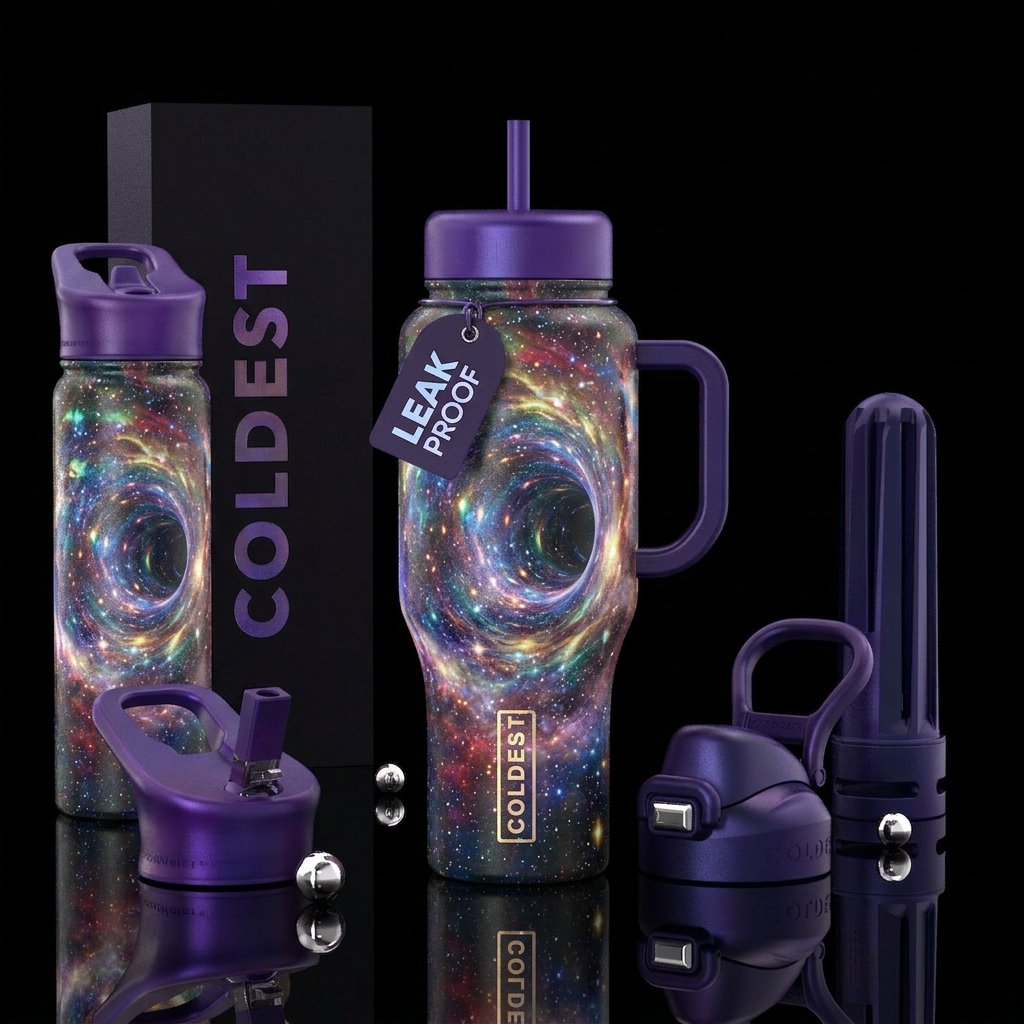 Wormhole galaxy, vibrant, magical, beautiul, artis... water bottle design