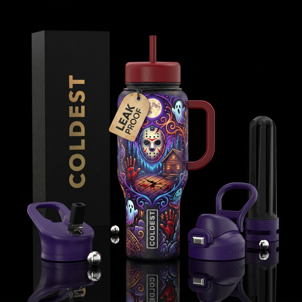 Friday the 13th, scary, funny, modern, artistic, f... water bottle design