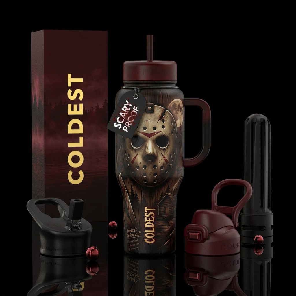 Friday the 13th, scary, funny, modern, artistic, f... water bottle design