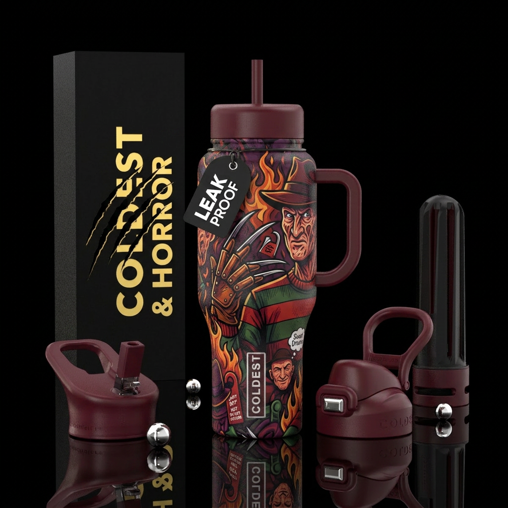 Nightmare on Elm Street inspired, halloween,scary,... water bottle design