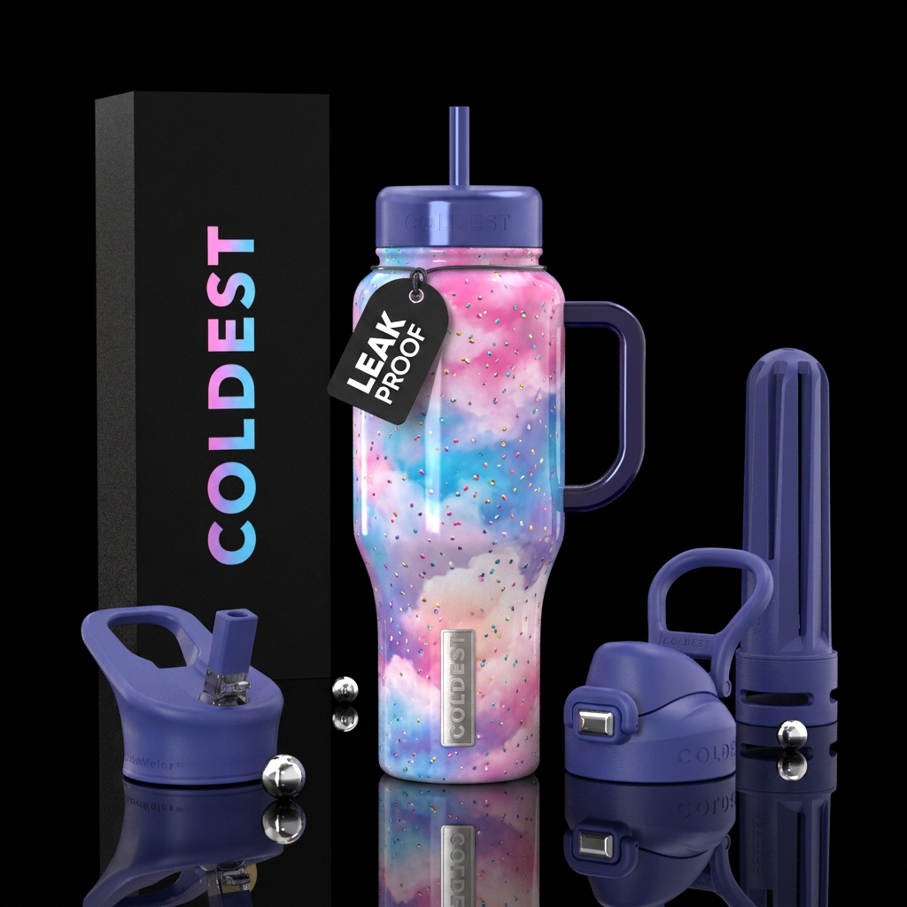 Cotton Candy clouds swirled together with sparkly ... water bottle design