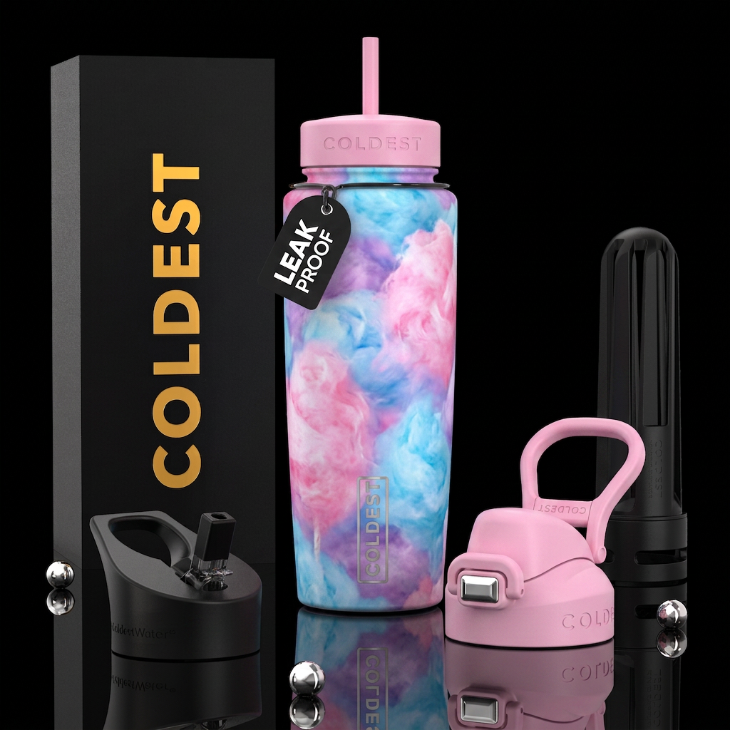 Cotton Candy clouds swirled together water bottle design