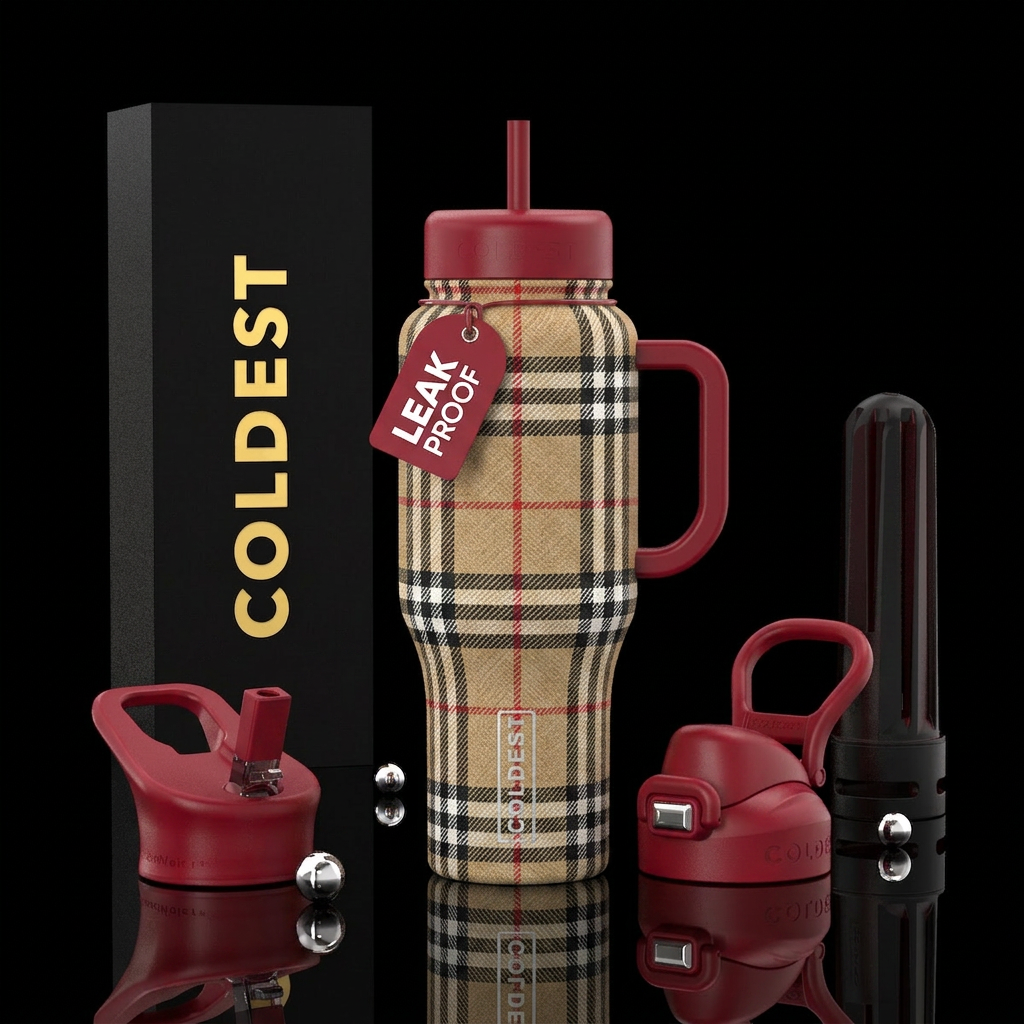 Textured burberry water bottle design