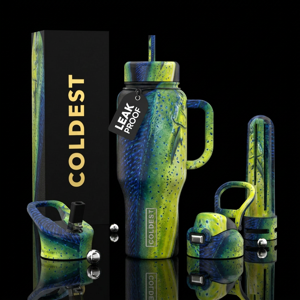 Mahi mahi pattern water bottle design