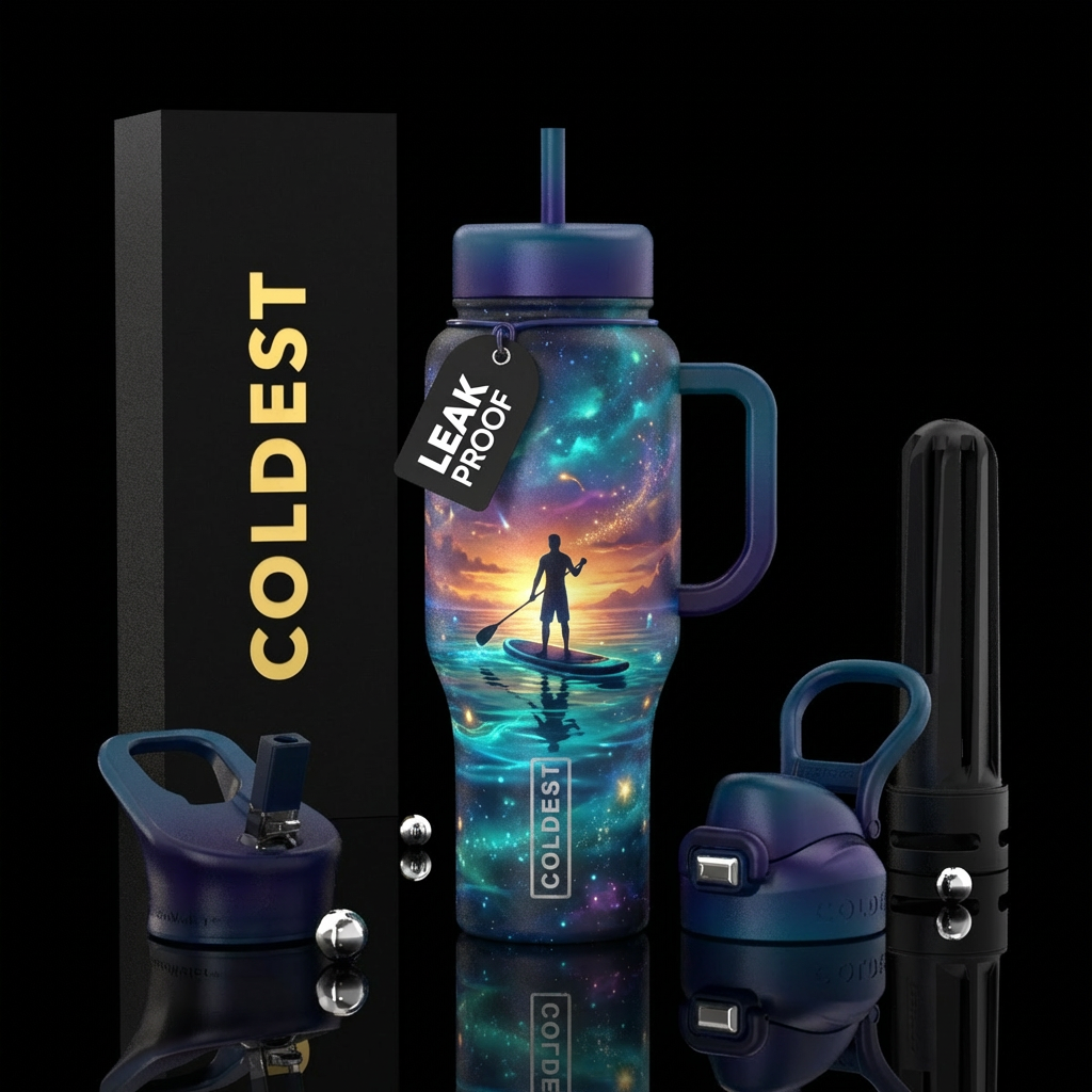 paddleboarding, ocean, magical water bottle design