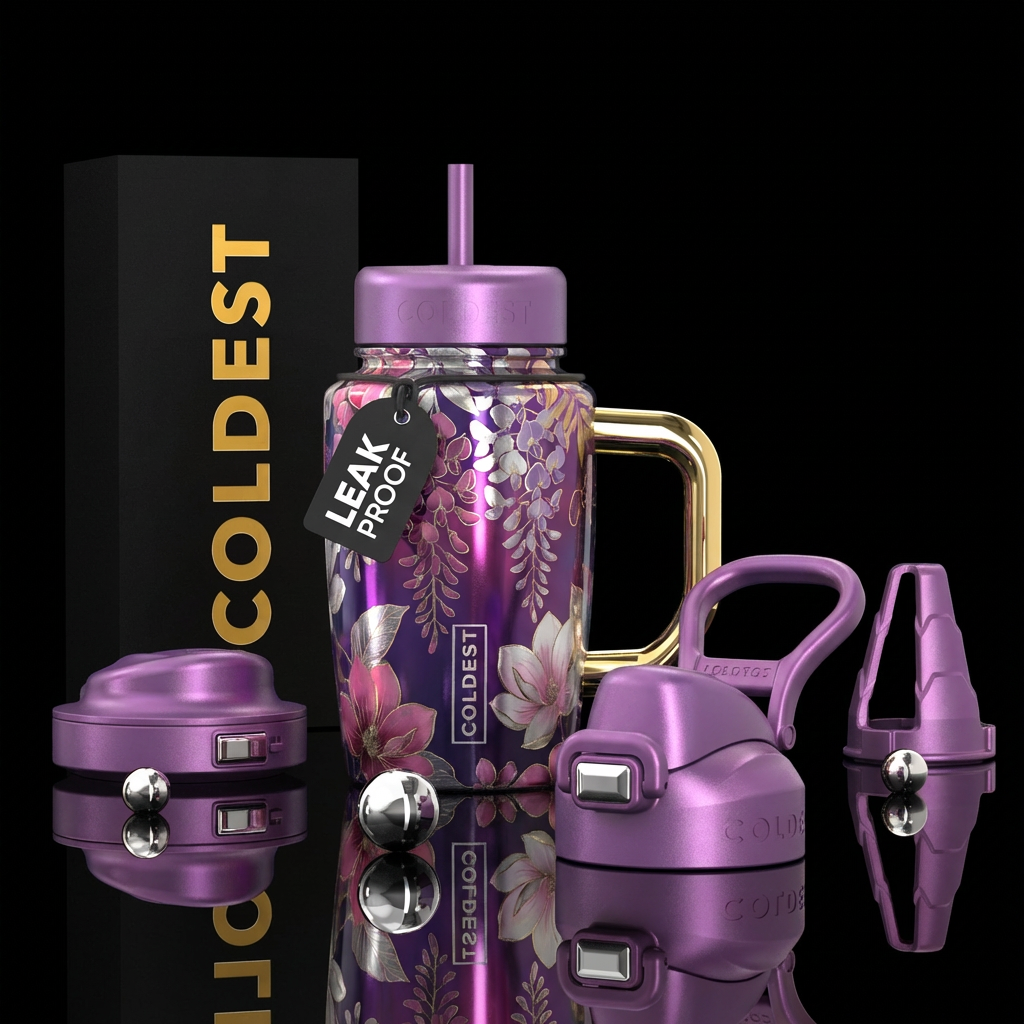 metallic,, wisteria, magnolia water bottle design