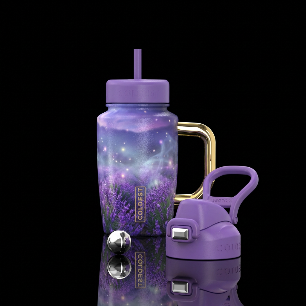 lavender field, magical water bottle design