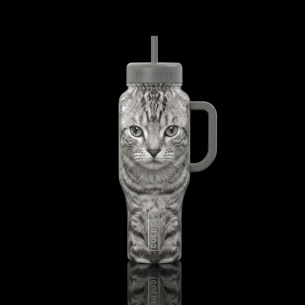 Grey Tabby Cat water bottle design