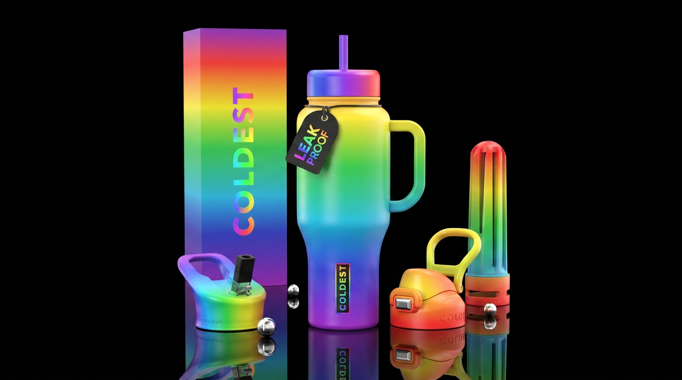 Over the rainbow water bottle design