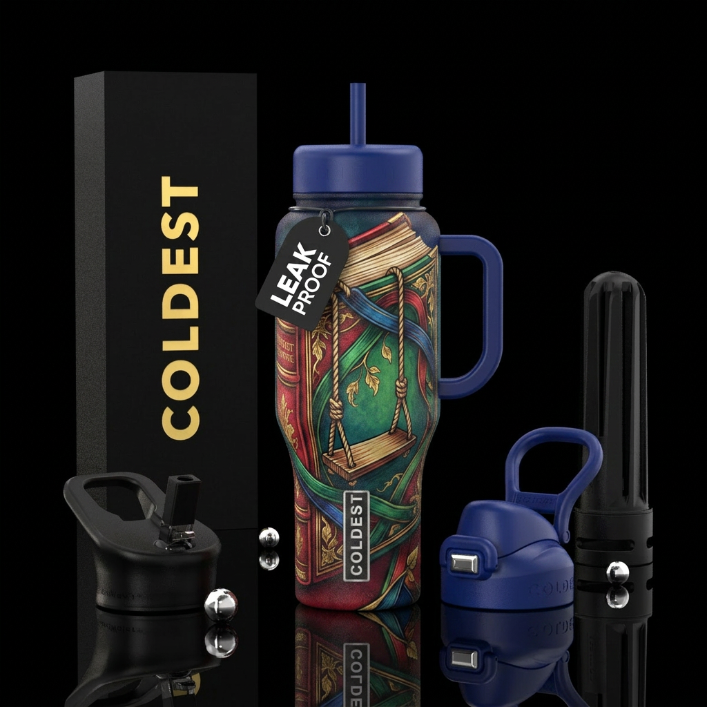 Book and swing water bottle design