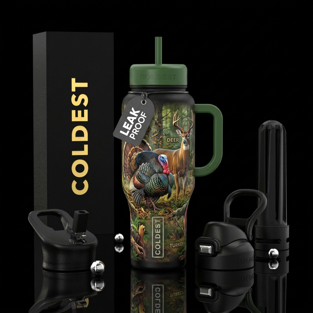 Turkey and deer water bottle design