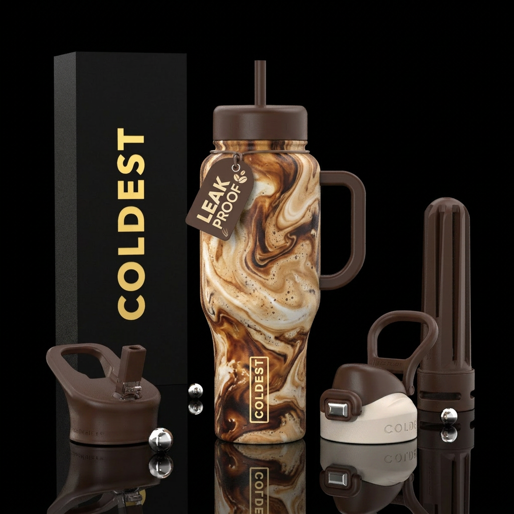 Frothie swirl water bottle design