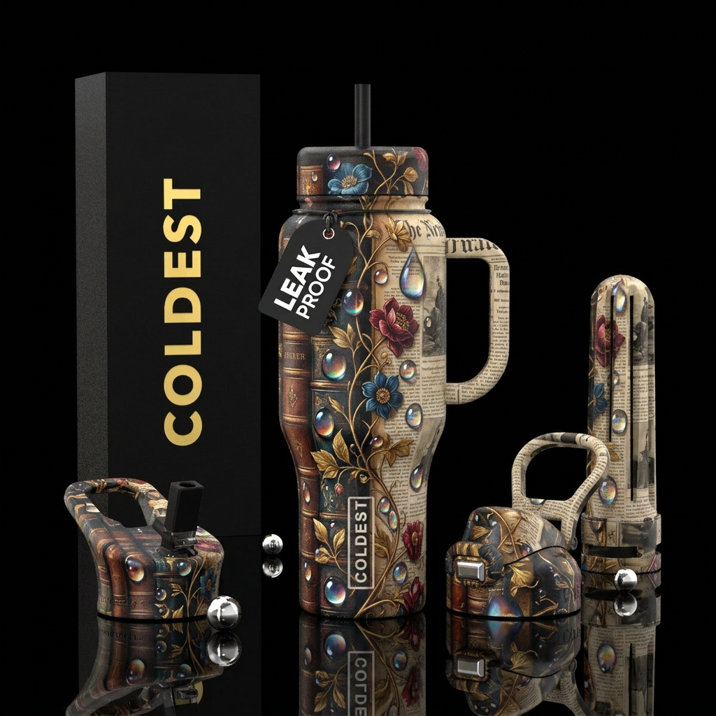 Reading covered water bottle design